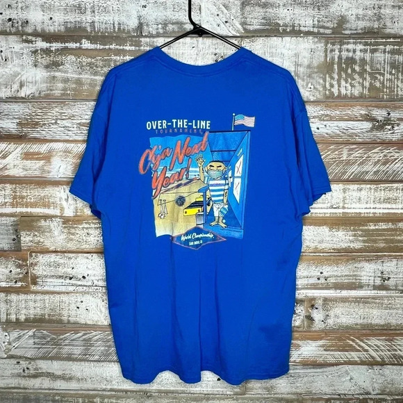 Gilden blue men's T-shirt "Over the line" XL - Picture 2 of 2